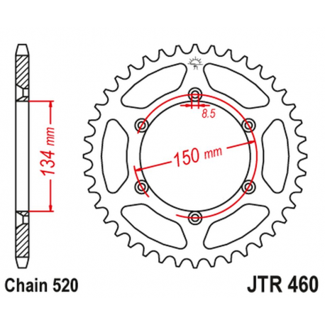 JT 2021/12 ZĘBATKA TYLNA 489 42 KAWASAKI KX/KXF `84-20 (48942JT) (ŁAŃC. 520)